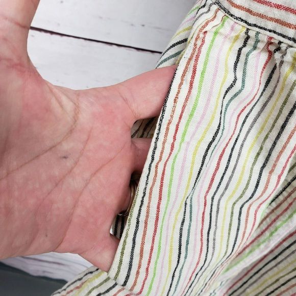 Vintage Havana‎ Multi Color Stripe Romper Linen Overall Shorts Large - Picture 11 of 15